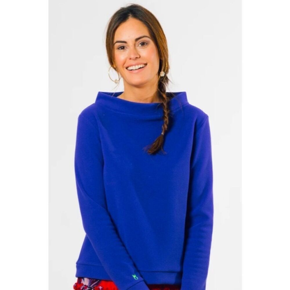 NWOT Dudley Stephens Periwinkle Binney Boatneck Pullover sz S, $158 F23